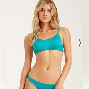 Billabong Sol Searcher Ruched Mini Crop Bikini Top - Seagreen